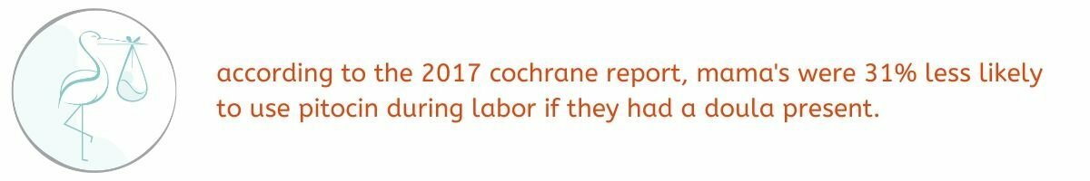 Stork Helpers tip for less likely to use pitocin with a doula