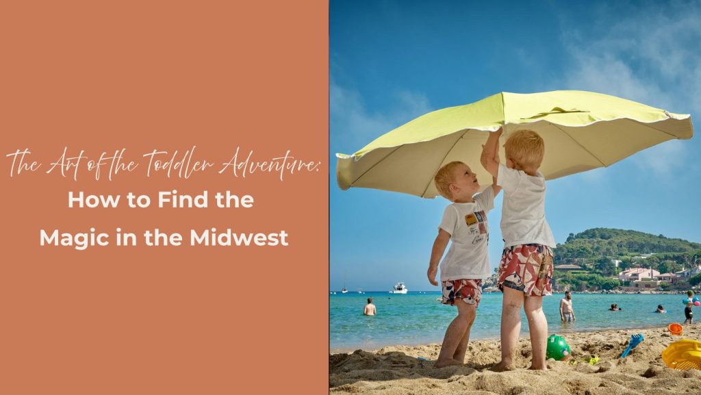 two kids playing under umbrella on the beach