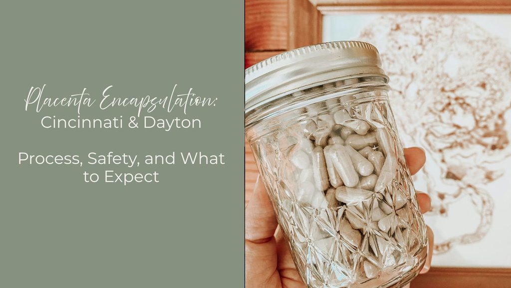 person holding jar of placenta pills